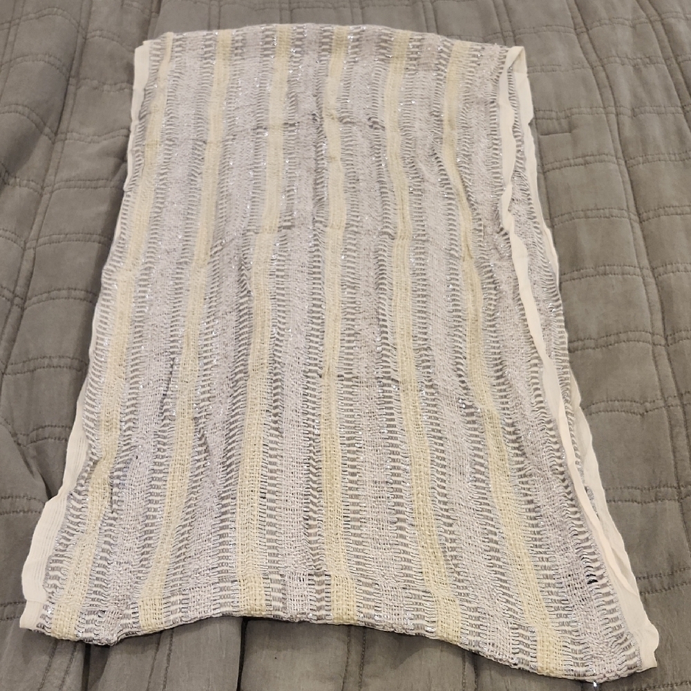 Express Textured Sparkly Infinity Scarf in Cream and Gray
